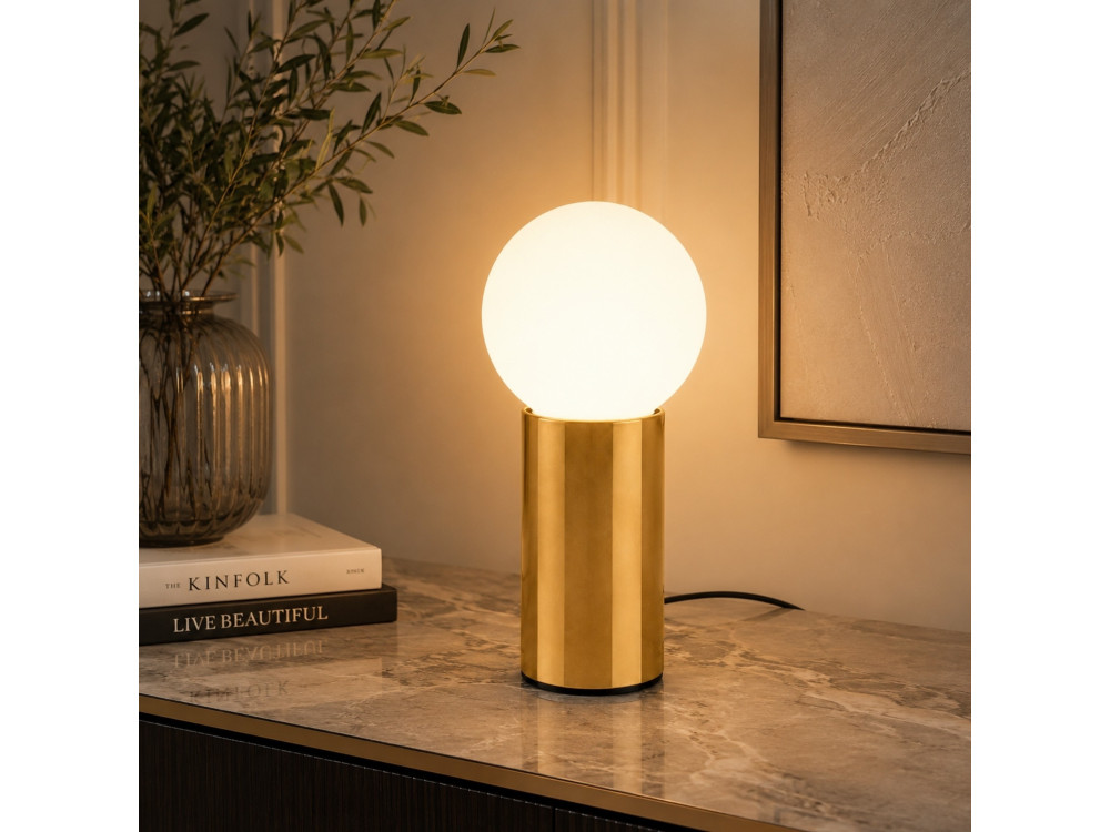 Lampada da tavolo in metallo "Polo" - 15 x 15 x 35 cm - Giallo