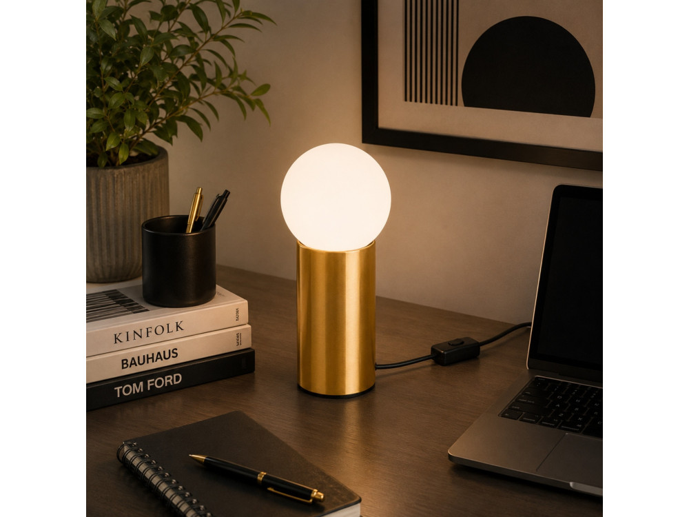 Lampada da tavolo in metallo "Polo" - 15 x 15 x 35 cm - Giallo