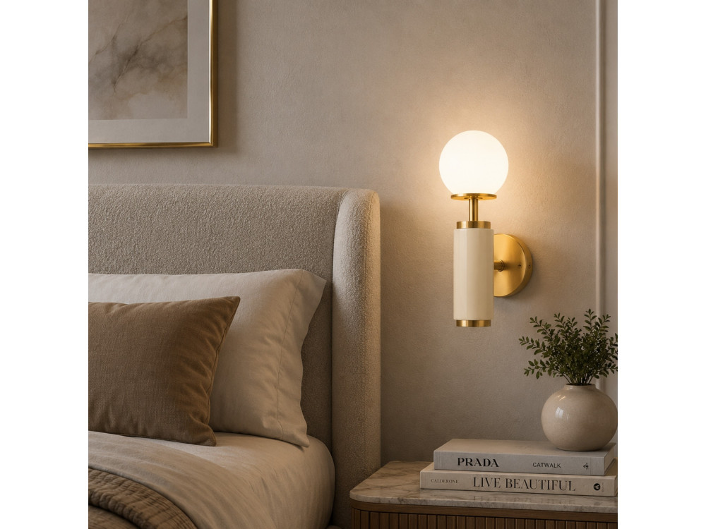 Applique da parete in metallo "Moira" - 15 x 17 x 37 cm - Beige