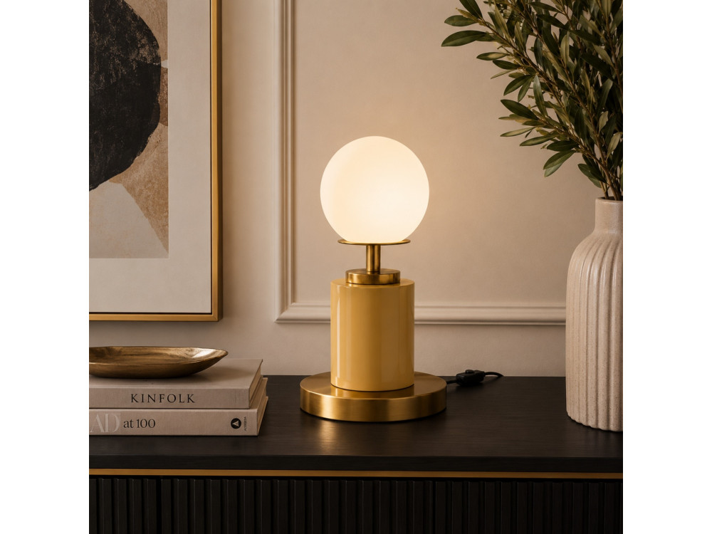 Lampada da tavolo in metallo "Moira" - 17 x 17 x 34 cm - Giallo