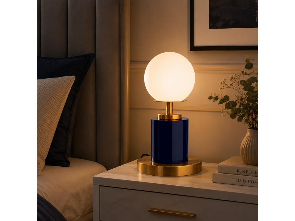 Lampada da tavolo in metallo "Moira" - 17 x 17 x 34 cm - Blu