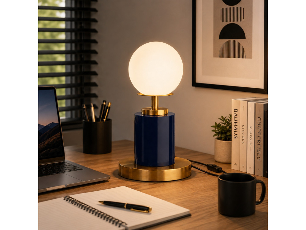 Lampada da tavolo in metallo "Moira" - 17 x 17 x 34 cm - Blu
