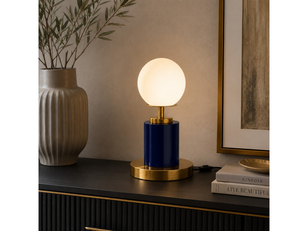 Lampada da tavolo in metallo "Moira" - 17 x 17 x 34 cm - Blu