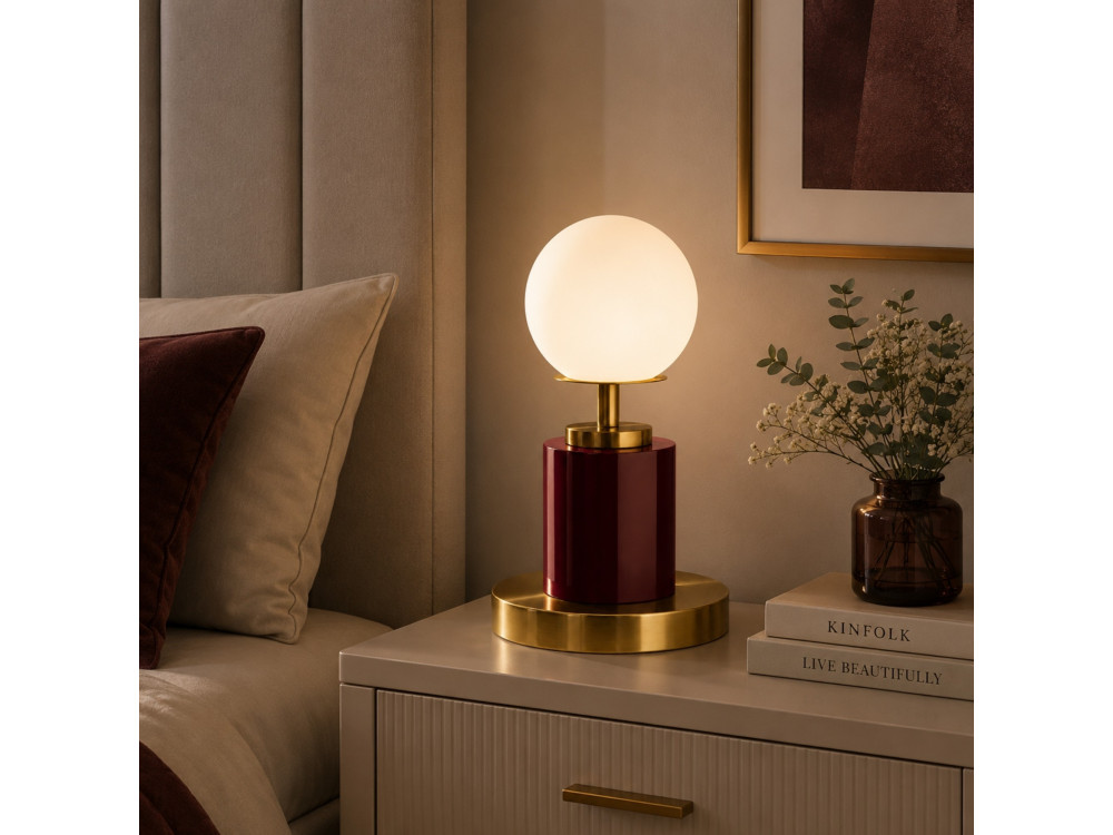 Lampada da tavolo in metallo "Moira" - 17 x 17 x 34 cm - Rossa