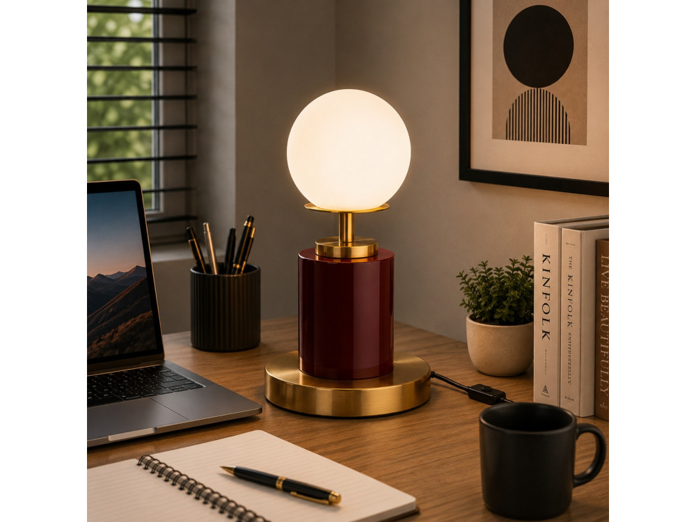 Lampada da tavolo in metallo "Moira" - 17 x 17 x 34 cm - Rossa