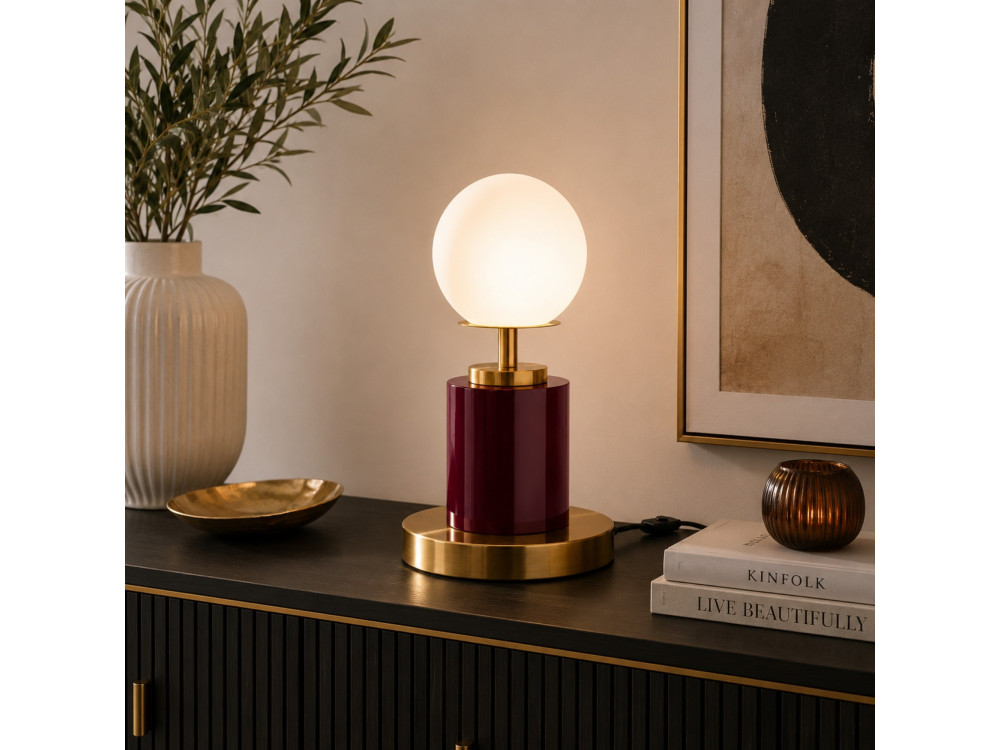 Lampada da tavolo in metallo "Moira" - 17 x 17 x 34 cm - Rossa