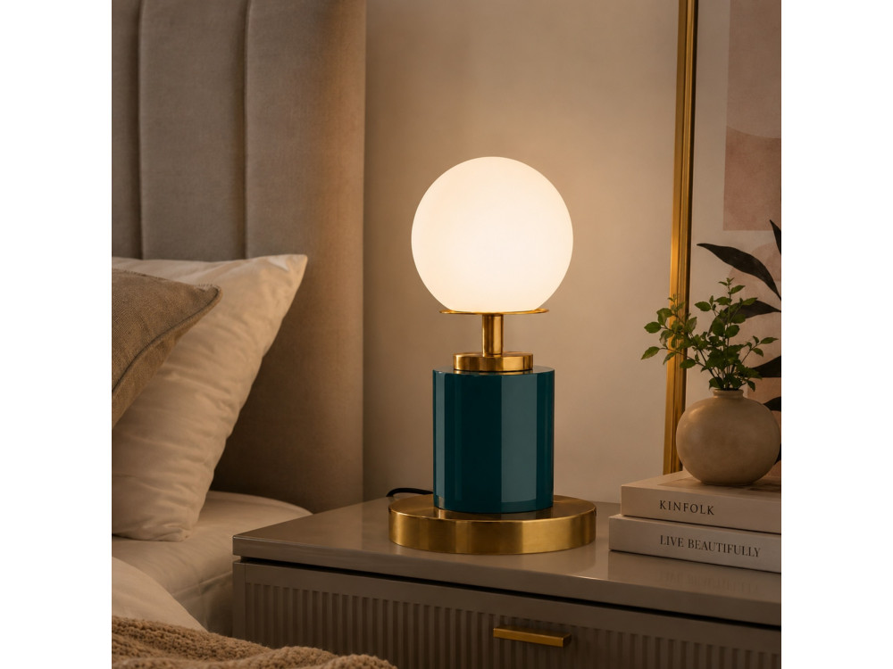 Lampada da tavolo in metallo “Moira” - 17 x 17 x 34 cm - Verde scuro