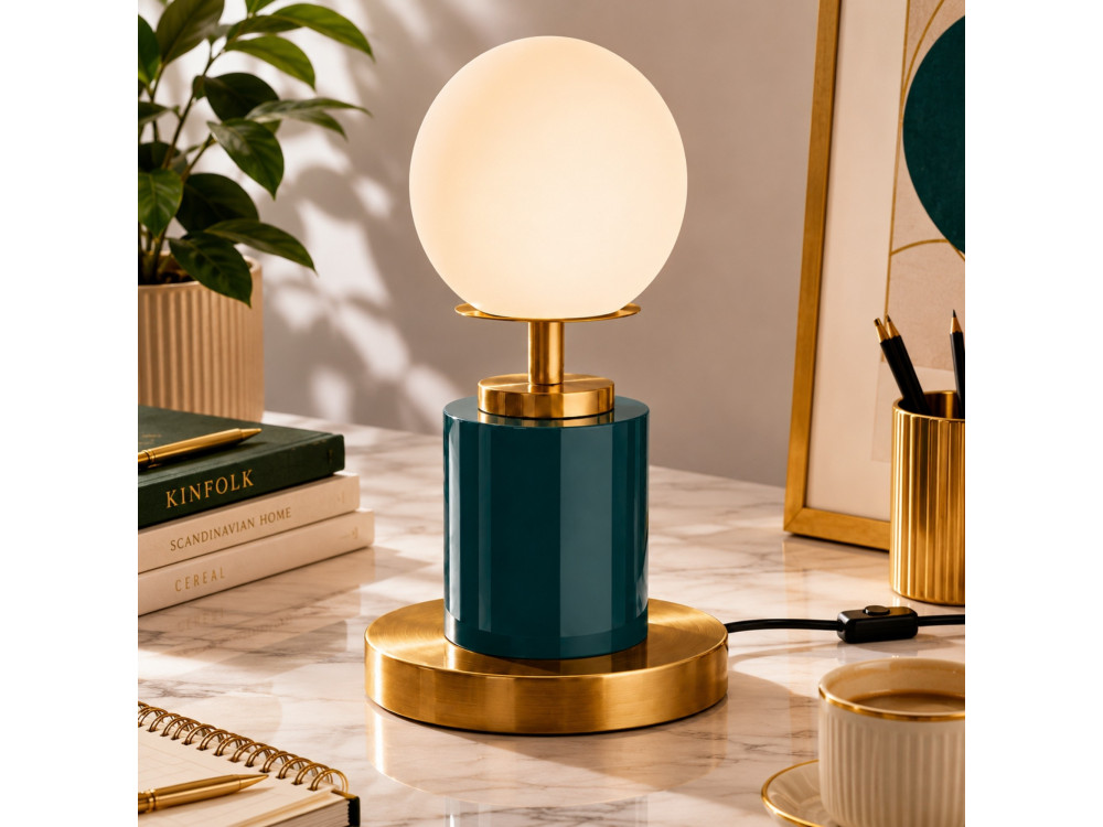 Lampada da tavolo in metallo “Moira” - 17 x 17 x 34 cm - Verde scuro