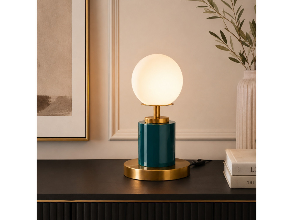 Lampada da tavolo in metallo “Moira” - 17 x 17 x 34 cm - Verde scuro