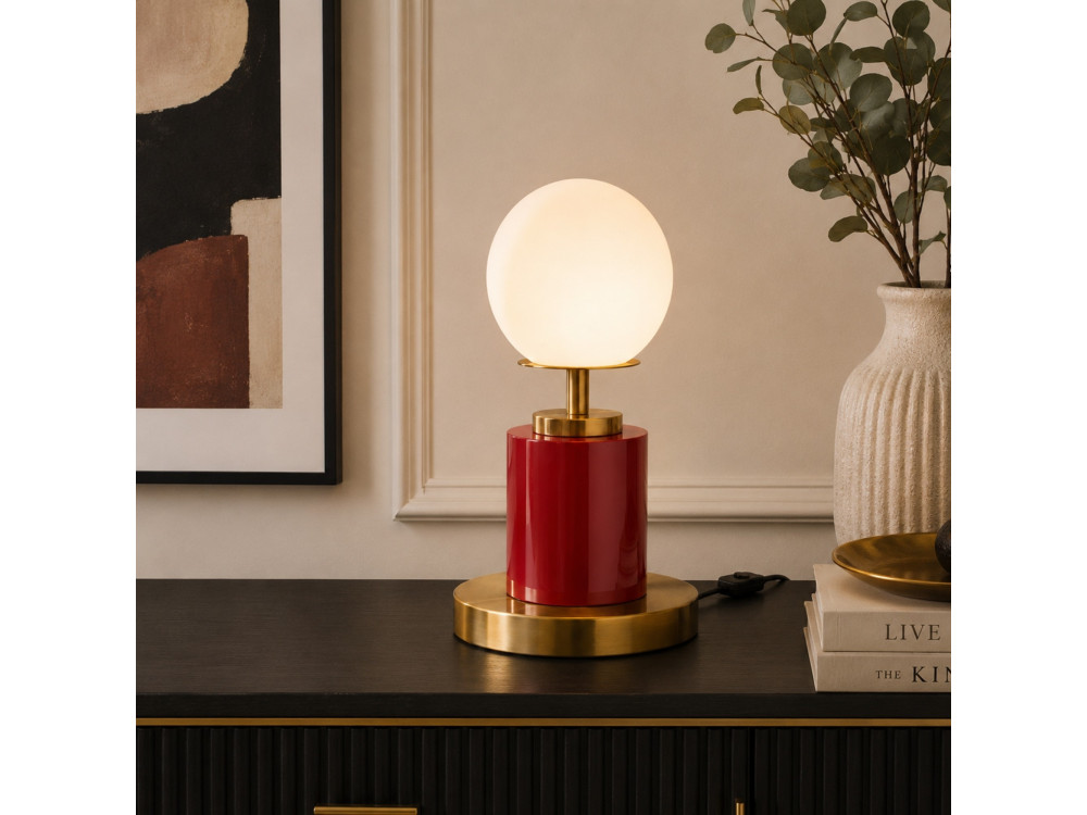 Lampada da tavolo in metallo "Moira" - 17 x 17 x 34 cm - Rossa