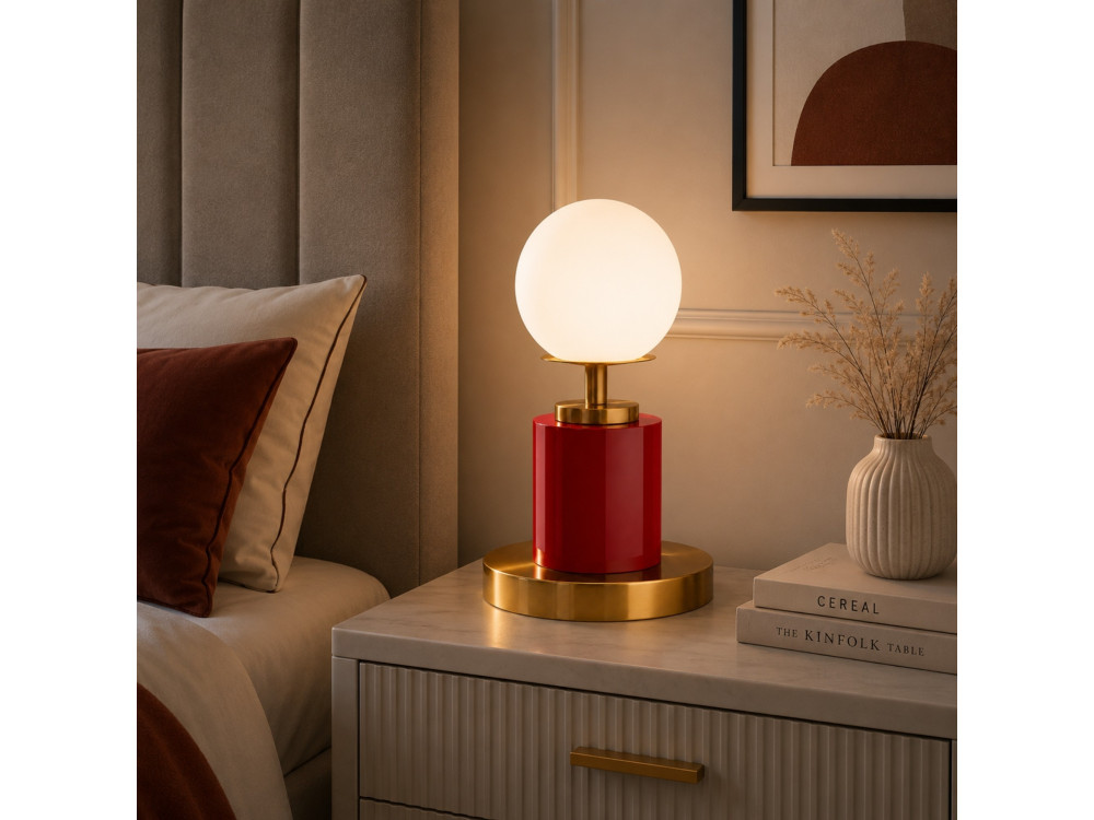 Lampada da tavolo in metallo "Moira" - 17 x 17 x 34 cm - Rossa