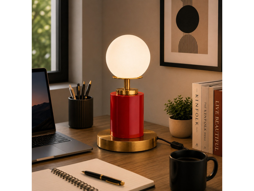 Lampada da tavolo in metallo "Moira" - 17 x 17 x 34 cm - Rossa