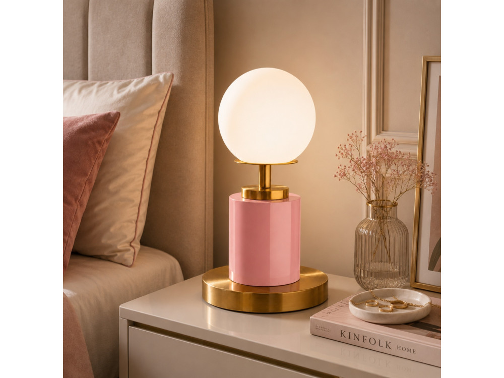Lampada da tavolo in metallo "Moira" - 17 x 17 x 34 cm - Rosa