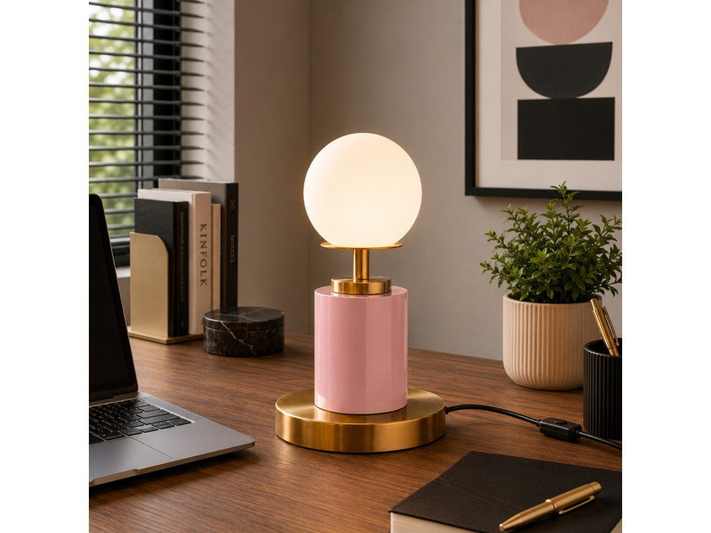 Lampada da tavolo in metallo "Moira" - 17 x 17 x 34 cm - Rosa