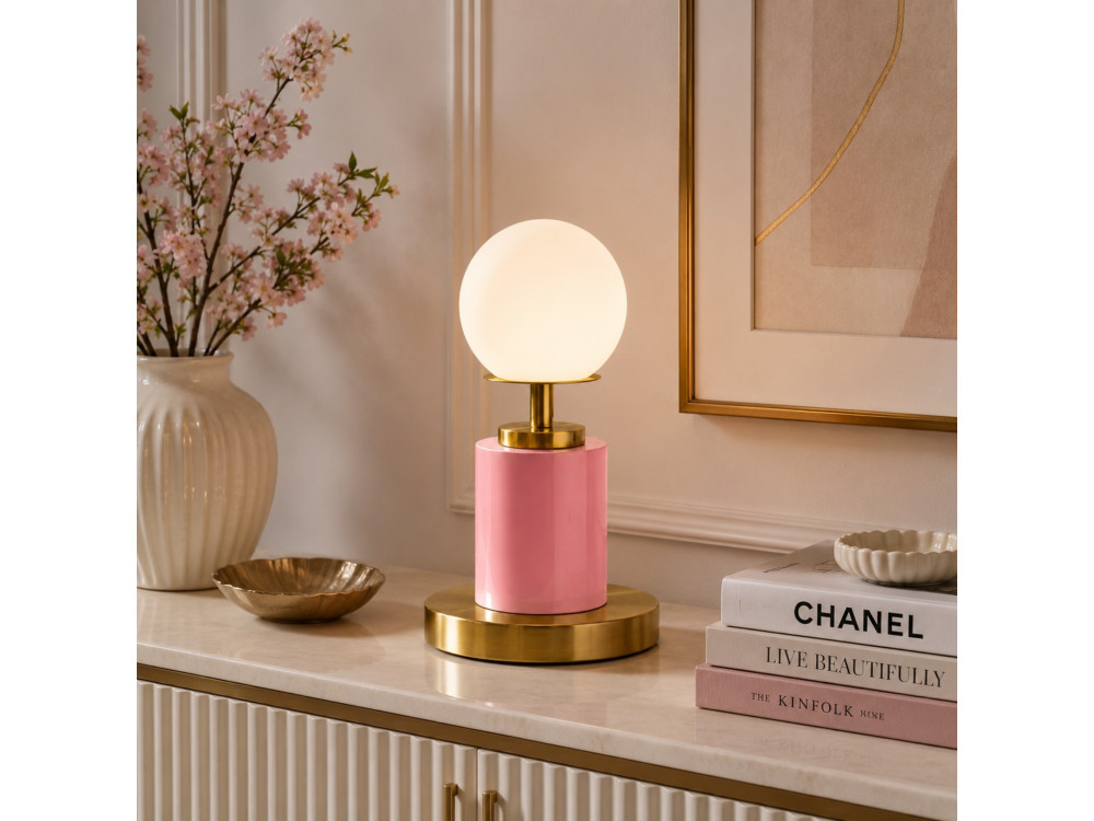 Lampada da tavolo in metallo "Moira" - 17 x 17 x 34 cm - Rosa
