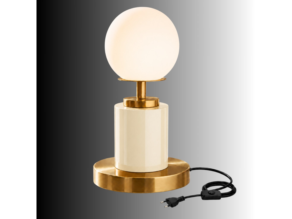 Lampada da tavolo in metallo "Moira" - 17 x 17 x 34 cm - Beige