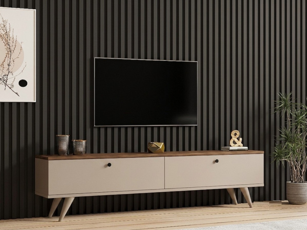 Mobile TV in legno "Paris" - 160 x 25 x 40 cm - Noce / Cachemire
