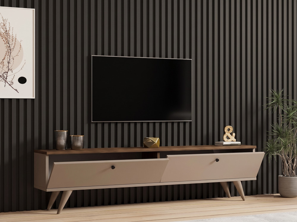Mobile TV in legno "Paris" - 160 x 25 x 40 cm - Noce / Cachemire