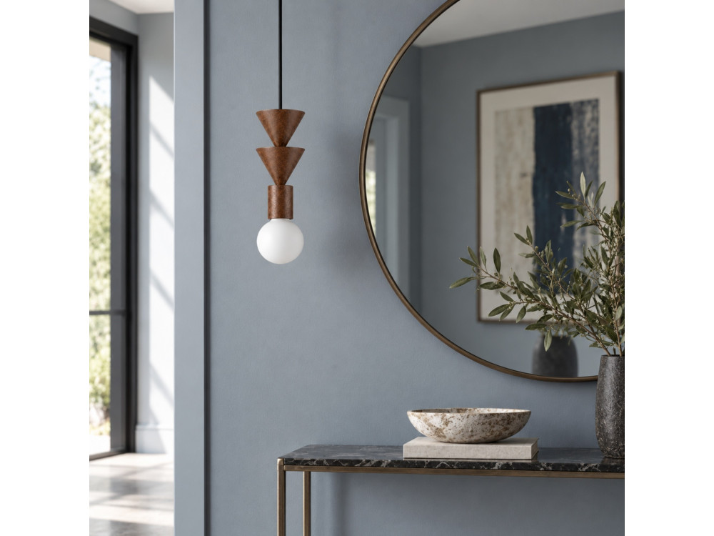 Lampada a sospensione in legno "Rotas" - 10 x 10 x 115 cm - Marrone