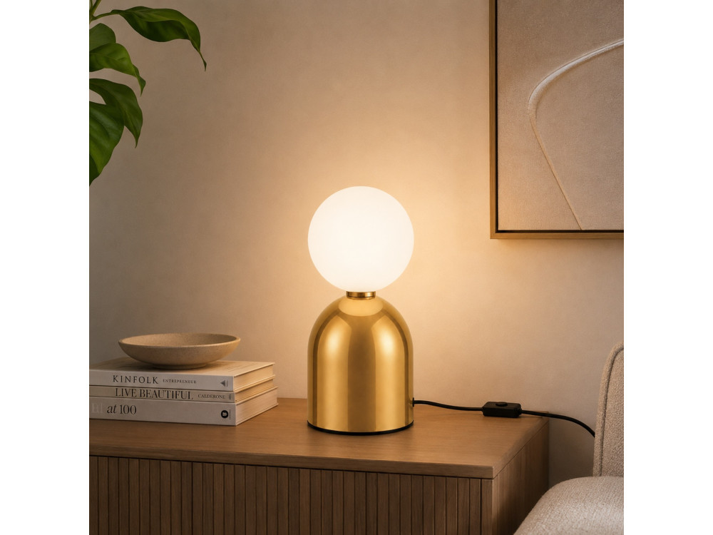 Lampada da tavolo in metallo "Pupa" - 14 x 14 x 25 cm - Giallo
