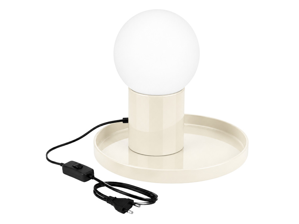 Lampada da tavolo in metallo "Tray" - 20 x 20 x 17 cm - Beige