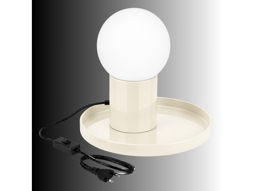 Lampada da tavolo in metallo "Tray" - 20 x 20 x 17 cm - Beige
