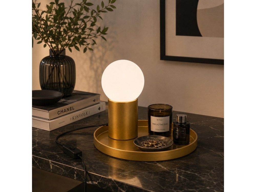 Lampada da tavolo in metallo "Tray" - 20 x 20 x 17 cm - Giallo