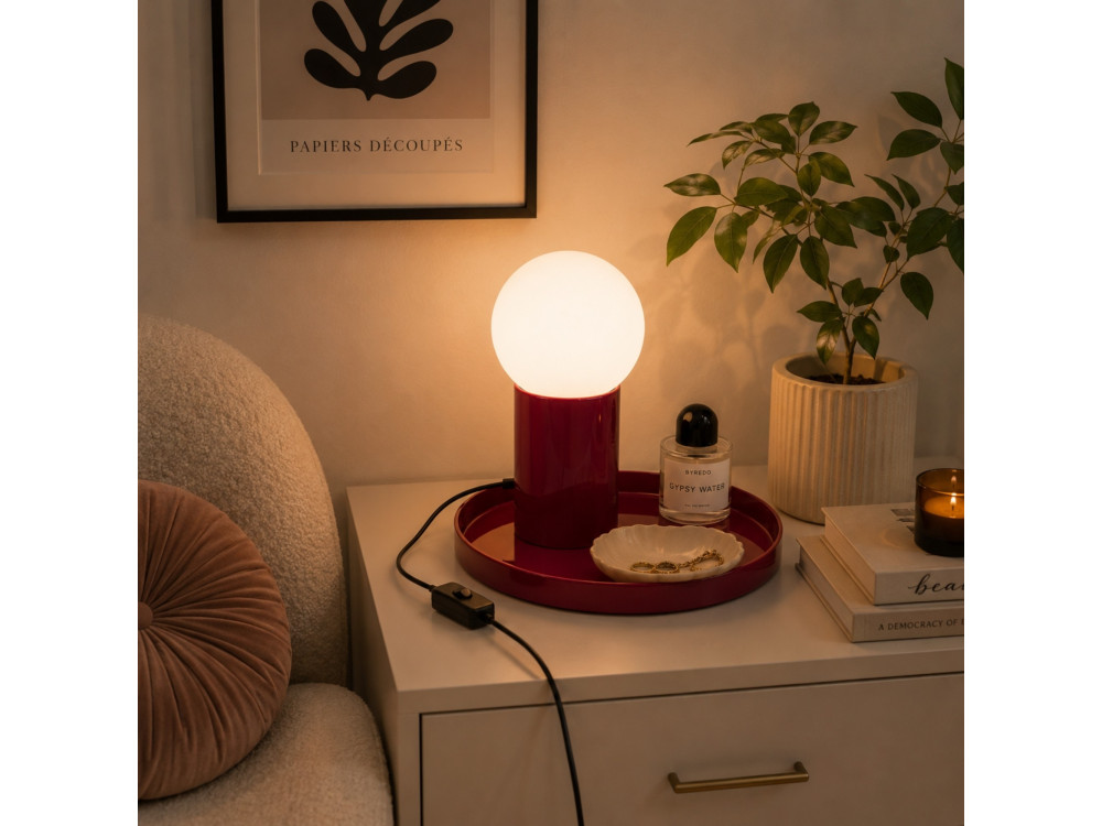 Lampada da tavolo in metallo "Tray" - 20 x 20 x 17 cm - Rossa