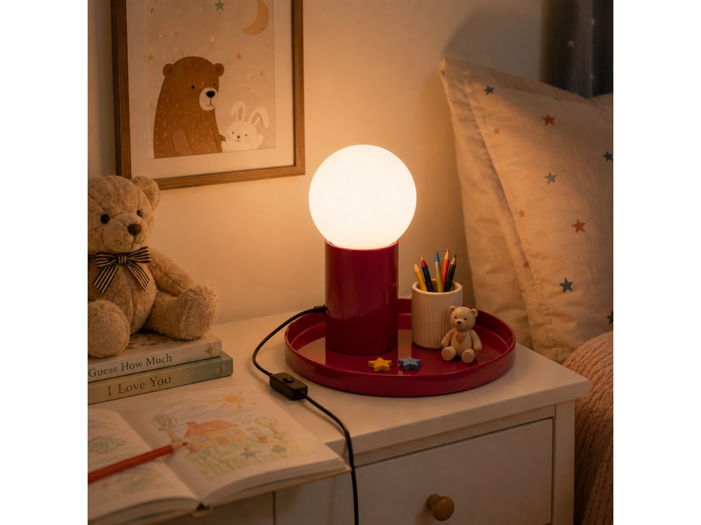 Lampada da tavolo in metallo "Tray" - 20 x 20 x 17 cm - Rossa