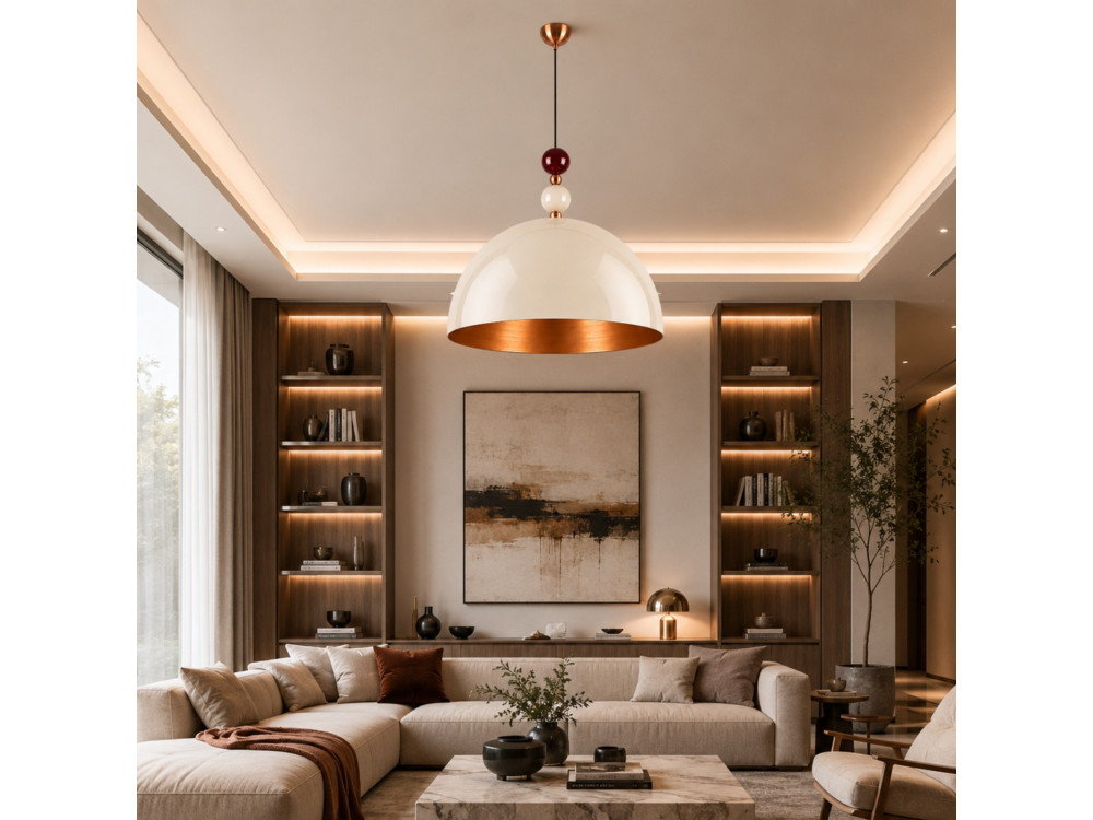 Lampada a sospensione in metallo "Bubble" - 60 x 60 cm - Beige