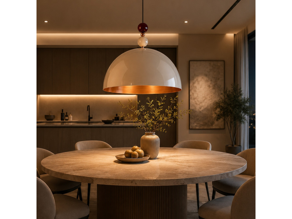 Lampada a sospensione in metallo "Bubble" - 60 x 60 cm - Beige
