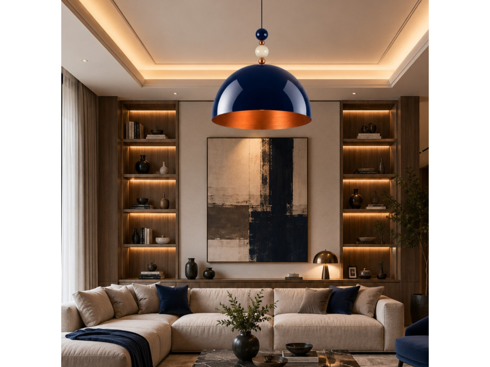 Lampada a sospensione in metallo "Bubble" - 60 x 60 cm - Blu navy