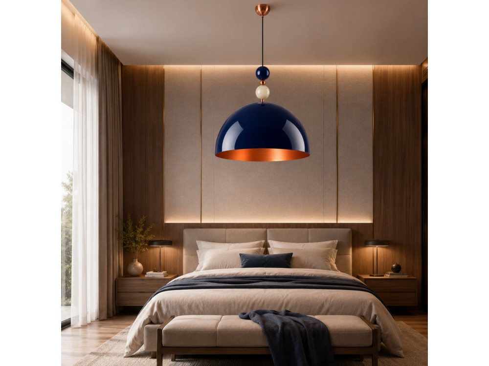 Lampada a sospensione in metallo "Bubble" - 60 x 60 cm - Blu navy