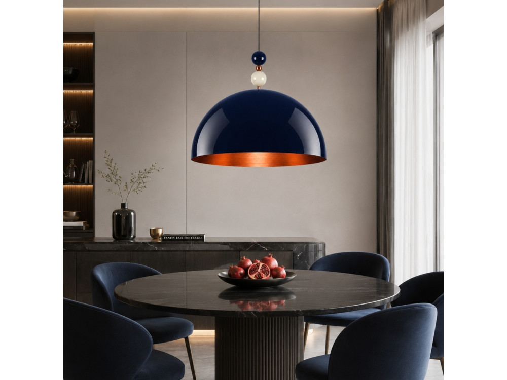 Lampada a sospensione in metallo "Bubble" - 60 x 60 cm - Blu navy