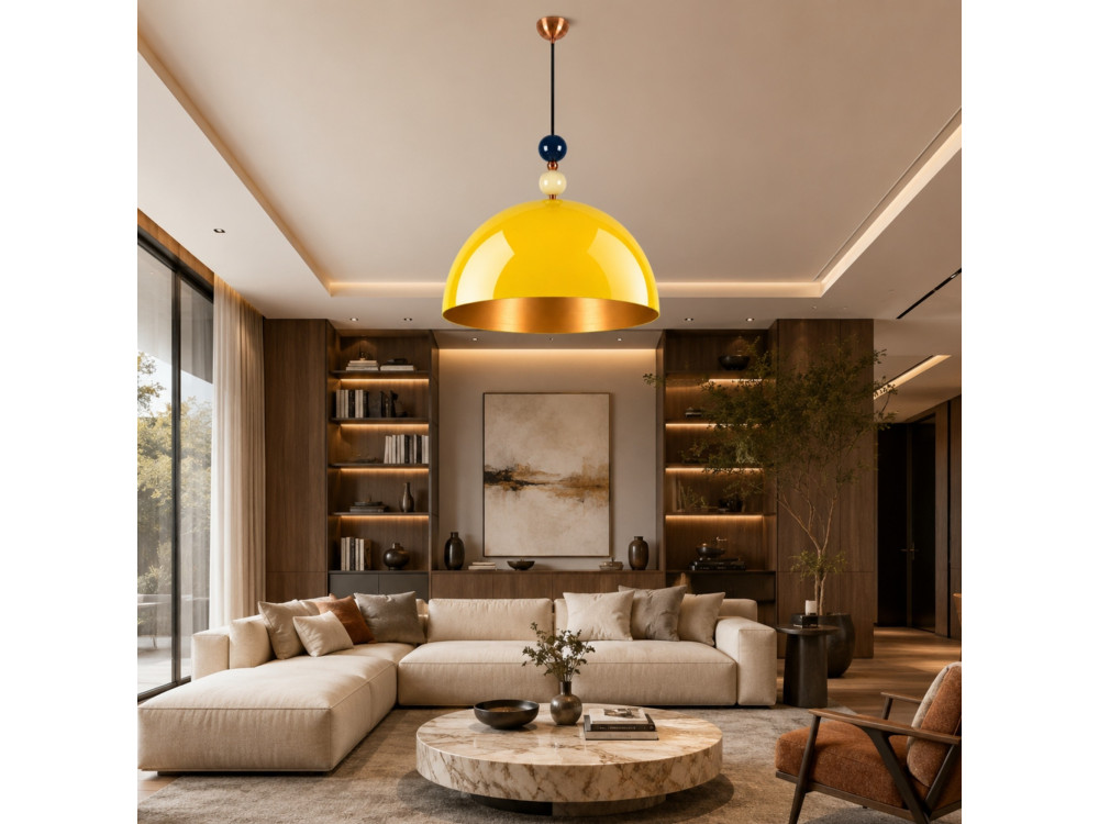 Lampada a sospensione in metallo "Bubble" - 60 x 60 cm - Giallo