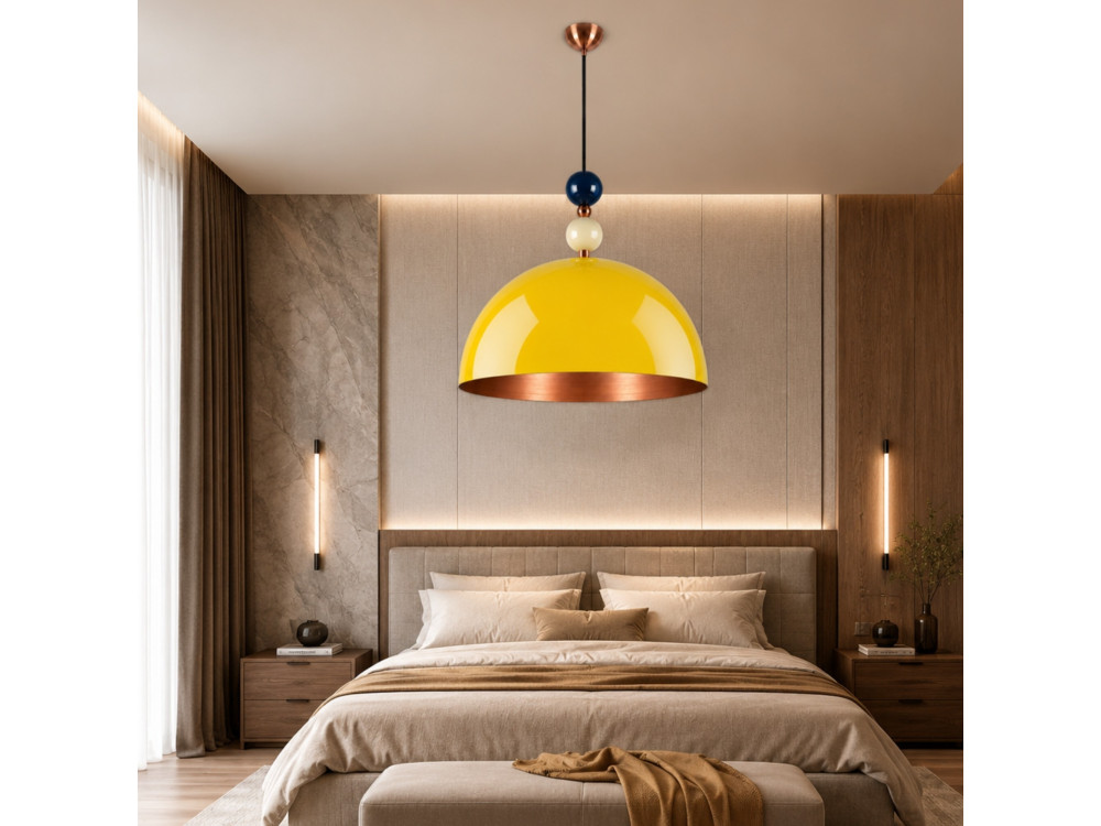 Lampada a sospensione in metallo "Bubble" - 60 x 60 cm - Giallo