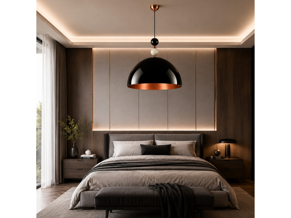 Lampada a sospensione in metallo "Bubble" - 60 x 60 cm - Nero