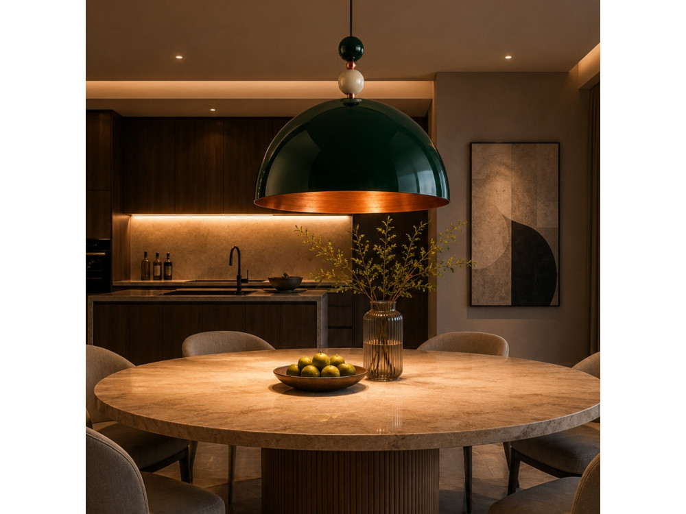 Lampada a sospensione in metallo "Bubble" - 60 x 60 cm - Verde scuro