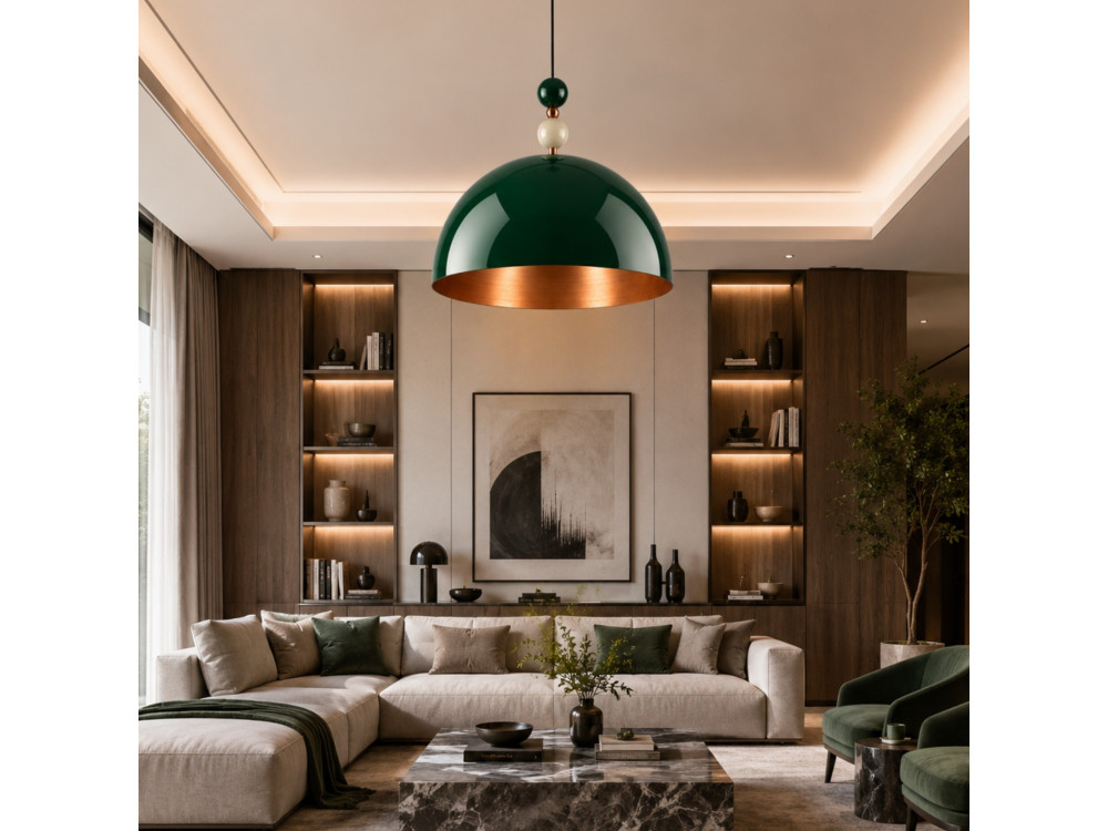 Lampada a sospensione in metallo "Bubble" - 60 x 60 cm - Verde scuro