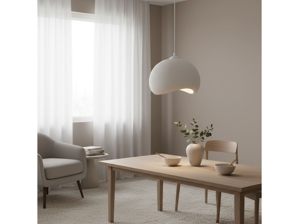 Lampada a sospensione in metallo "Yontu" - 34 x 29 x 120 cm - Bianco