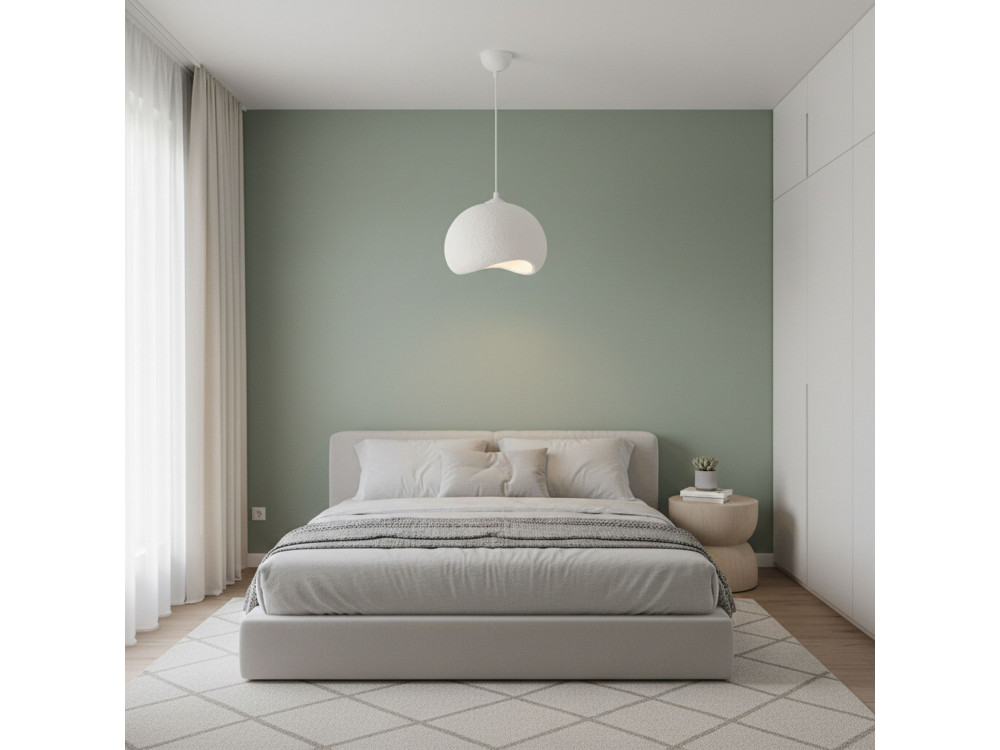 Lampada a sospensione in metallo "Yontu" - 34 x 29 x 120 cm - Bianco