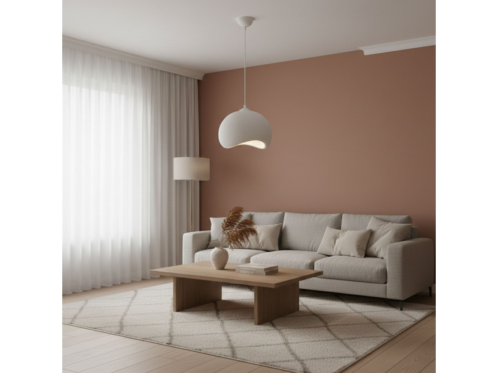 Lampada a sospensione in metallo "Yontu" - 34 x 29 x 120 cm - Bianco