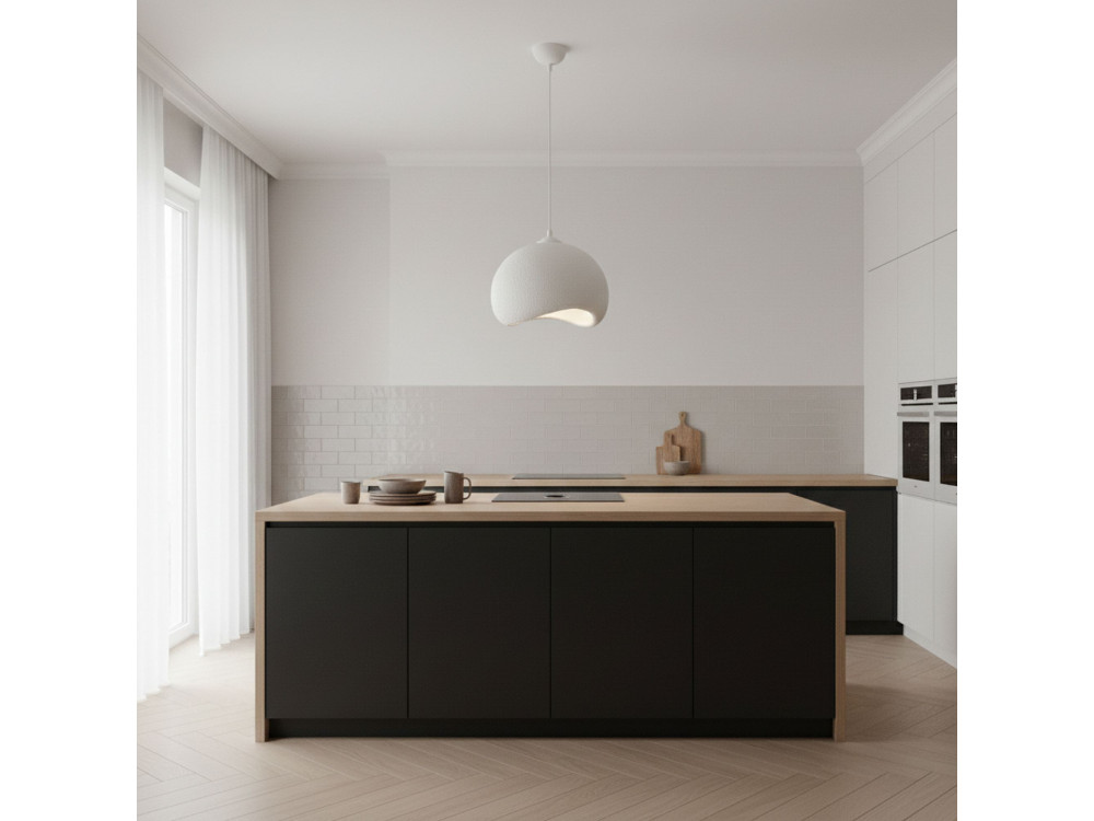 Lampada a sospensione in metallo "Yontu" - 34 x 29 x 120 cm - Bianco