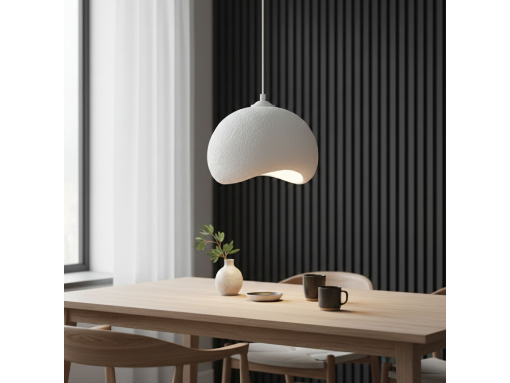 Lampada a sospensione in metallo "Yontu" - 34 x 29 x 120 cm - Bianco