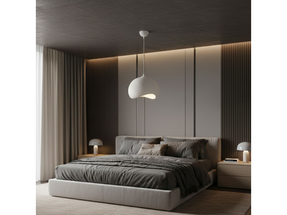 Lampada a sospensione in metallo "Yontu" - 34 x 29 x 120 cm - Bianco