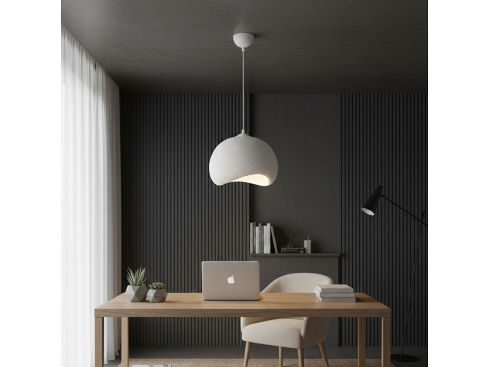 Lampada a sospensione in metallo "Yontu" - 34 x 29 x 120 cm - Bianco