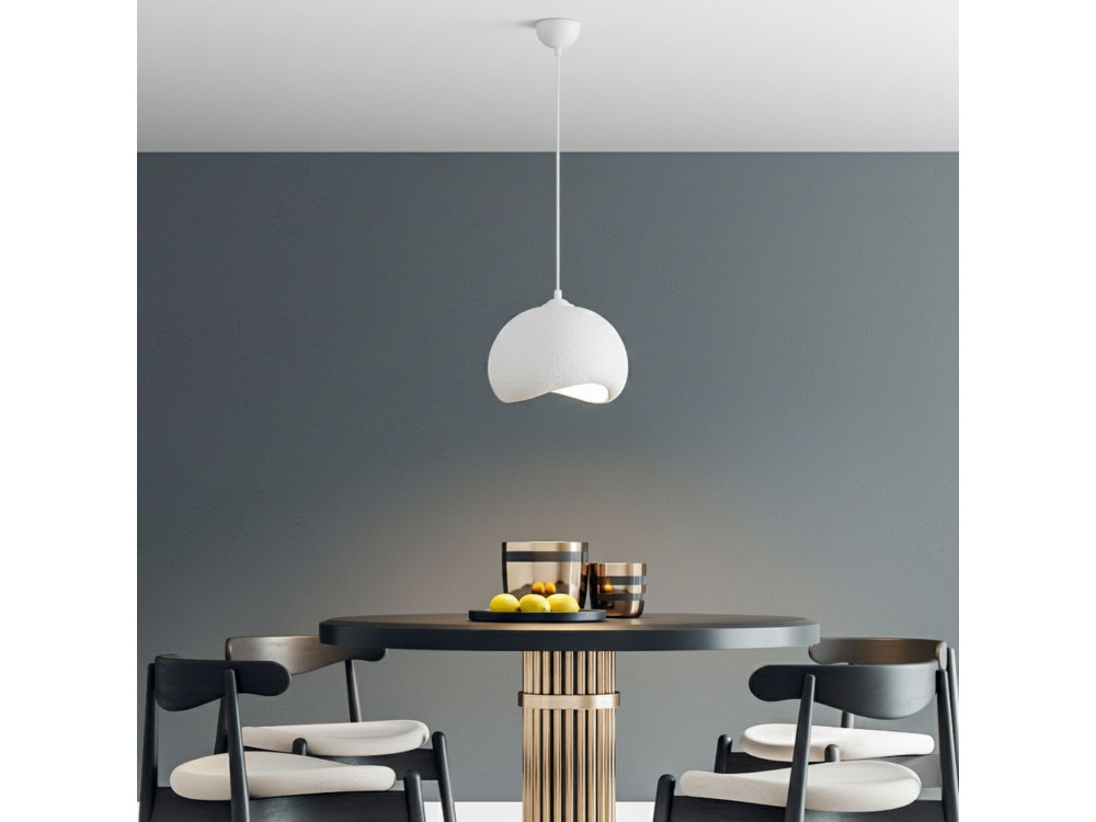 Lampada a sospensione in metallo "Yontu" - 34 x 29 x 120 cm - Bianco