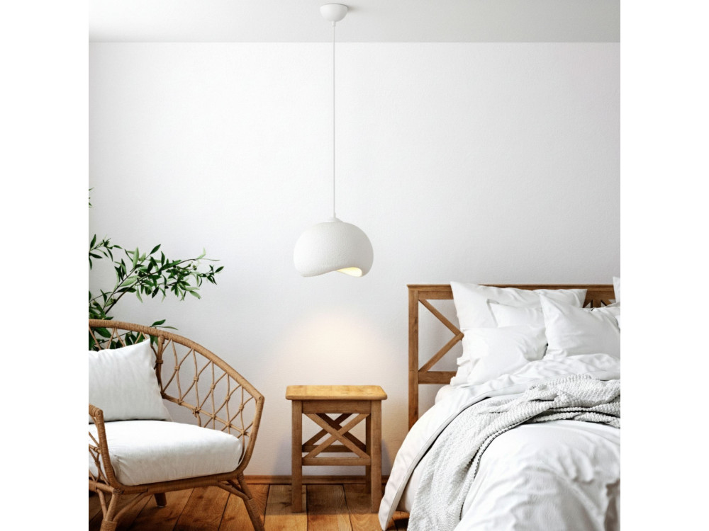 Lampada a sospensione in metallo "Yontu" - 34 x 29 x 120 cm - Bianco