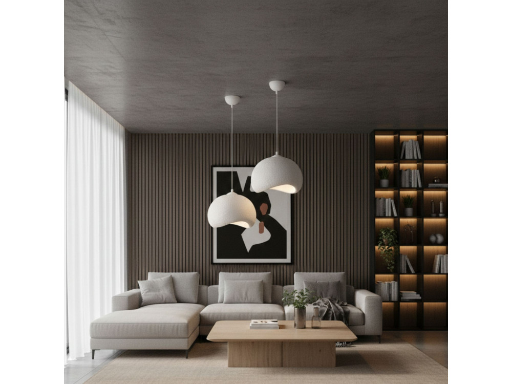 Lampada a sospensione in metallo "Yontu" - 34 x 29 x 120 cm - Bianco