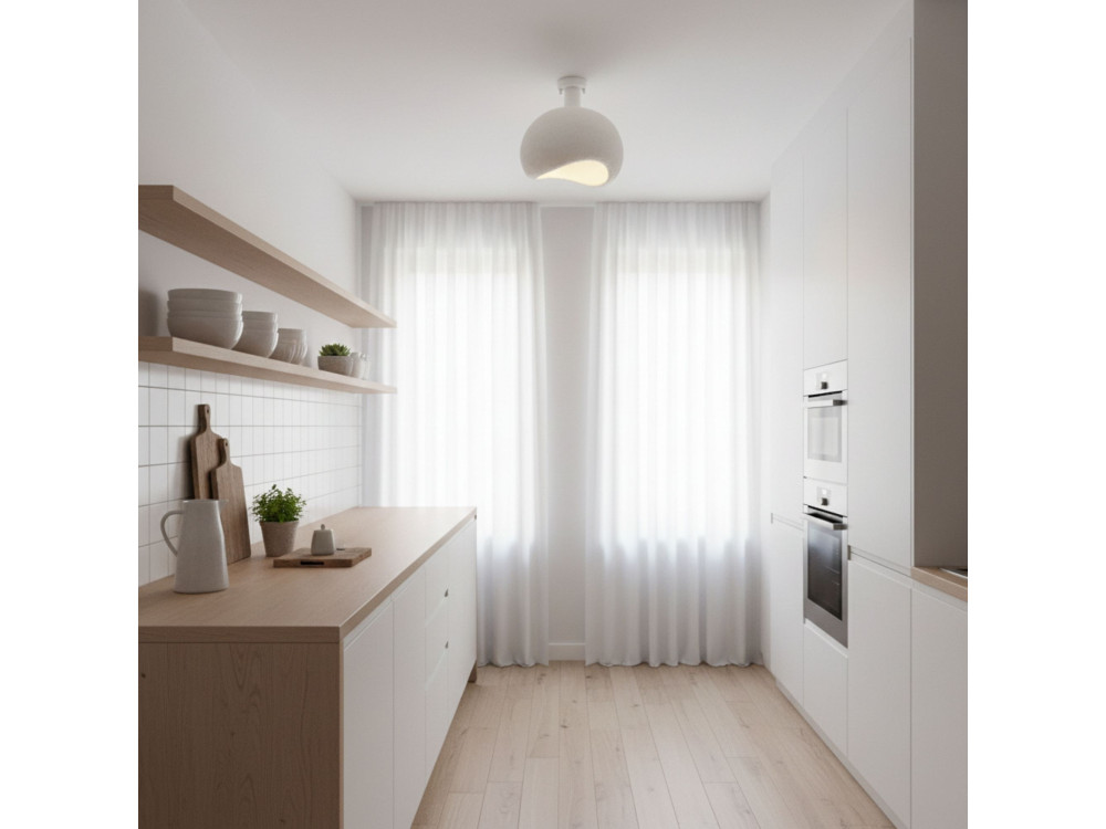 Lampada da soffitto in metallo "Yontu" - 34 x 29 x 33 cm - Bianco